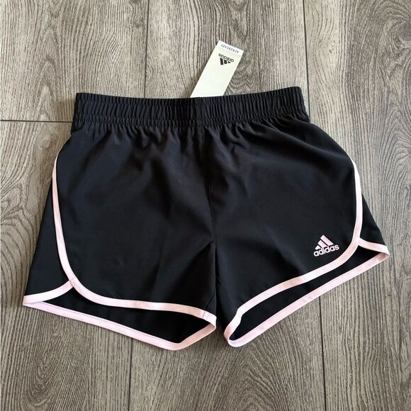Adidas Women's Black Shorts with Pink Trim - Picture 1 of 4